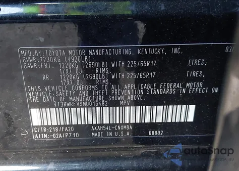 2021 Toyota Rav4 Hybrid Xle z USA, uszkodzony, nr VIN 4T3RWRFV9MU015482